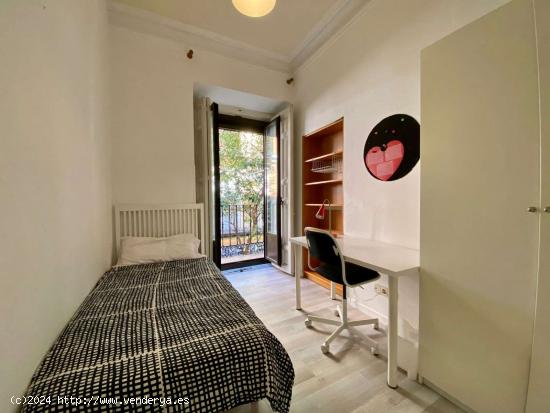  Espectacular habitación con estantería en piso de 7 habitaciones, Lavapiés- Mujeres - MADRID 