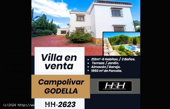 Magnífico chalet independiente en Campolivar. /HH Asesores, Inmobiliaria en Burjassot/ - VALENCIA 