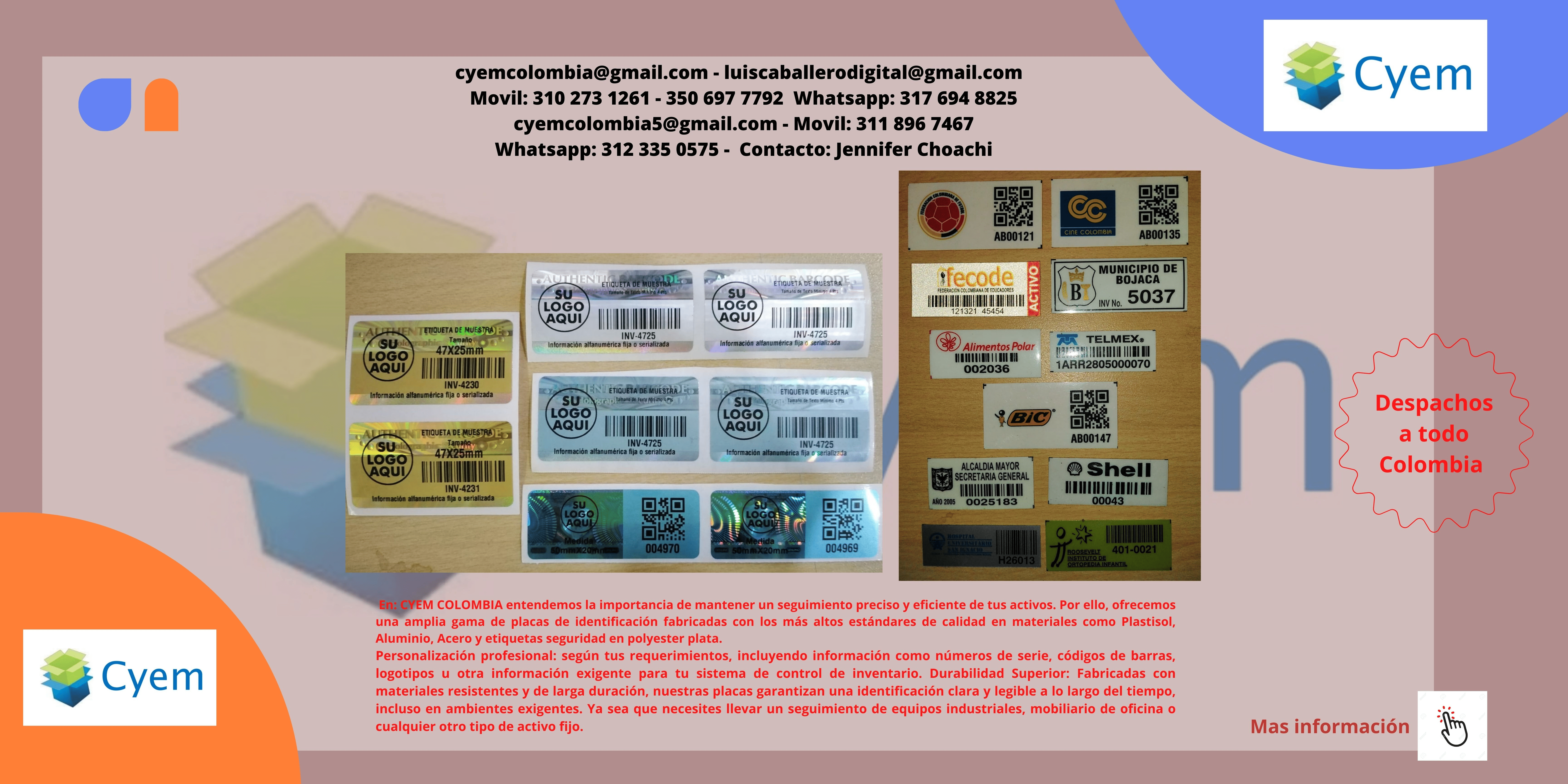 Placas y etiquetas de seguridad para control de inventarios
