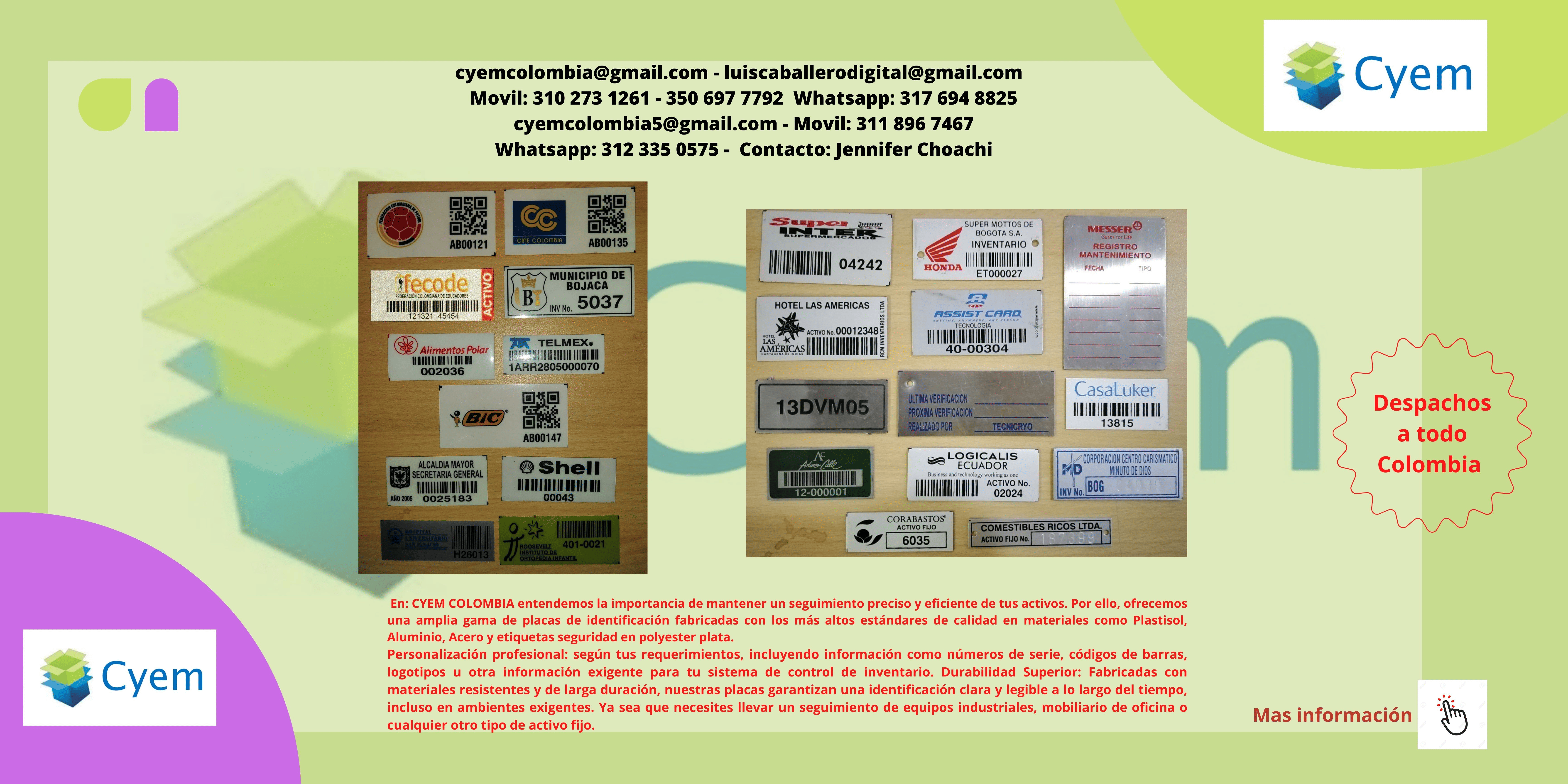 Placas y etiquetas de seguridad para control de inventarios